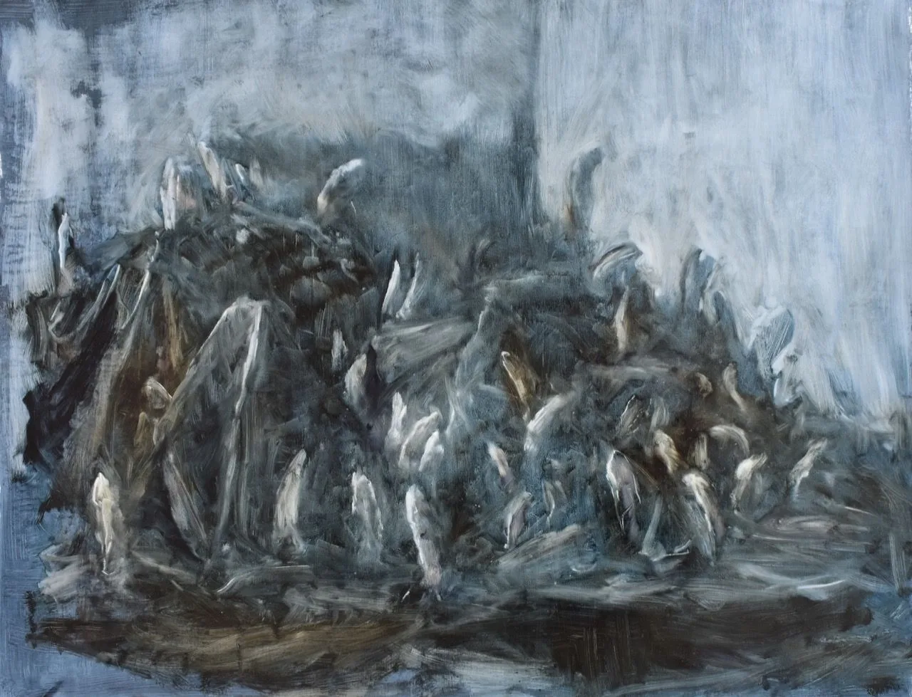 Bárka, 2020, 153×124 cm, olej na papíře