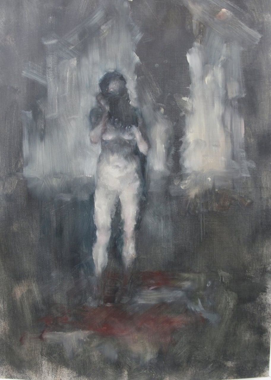 Bez názvu, 2016, 80×100 cm, olej na papíře