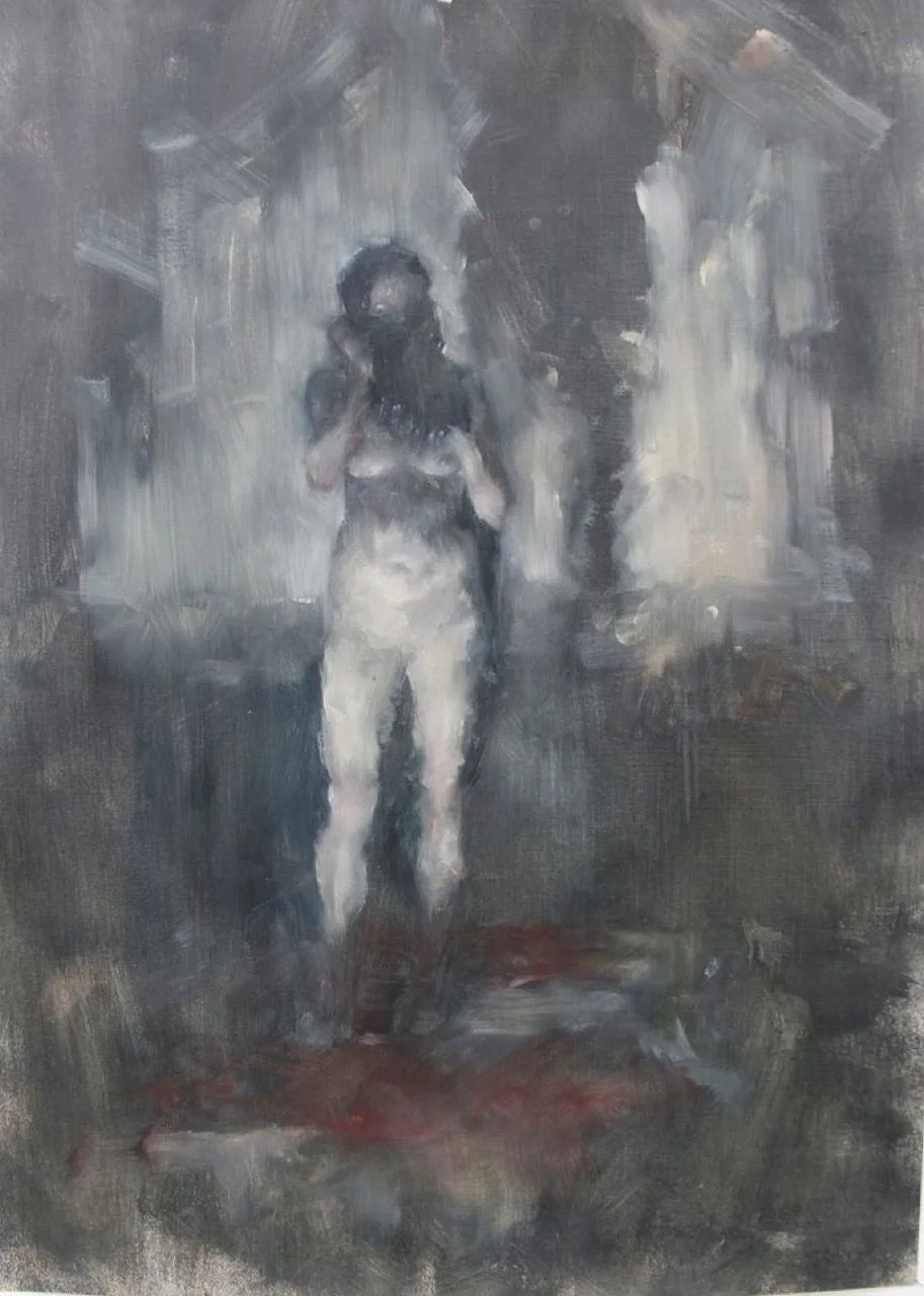 Bez názvu, 2016, 80×100 cm, olej na papíře