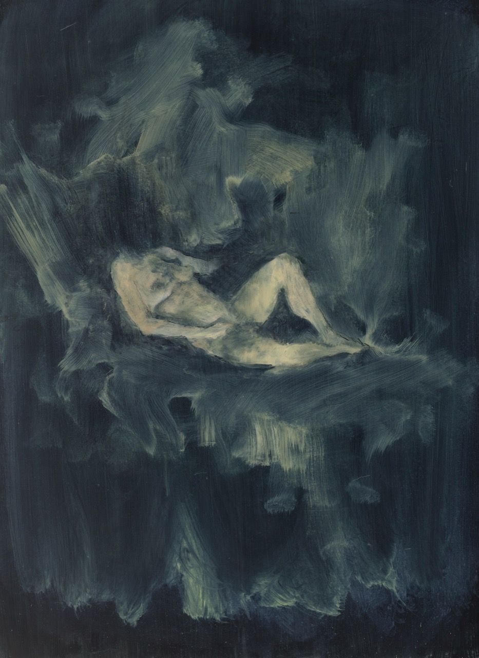 Bez názvu, 2017, 95×125 cm, olej na papíře