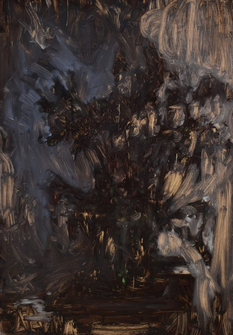 Bez názvu, 2020, 90×125 cm, olej na papíře