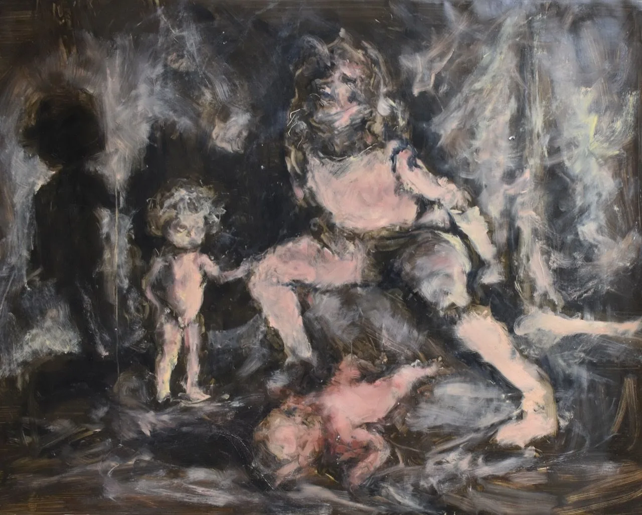 Educatio aspera II, 2018, 151×120 cm, olej na papíře