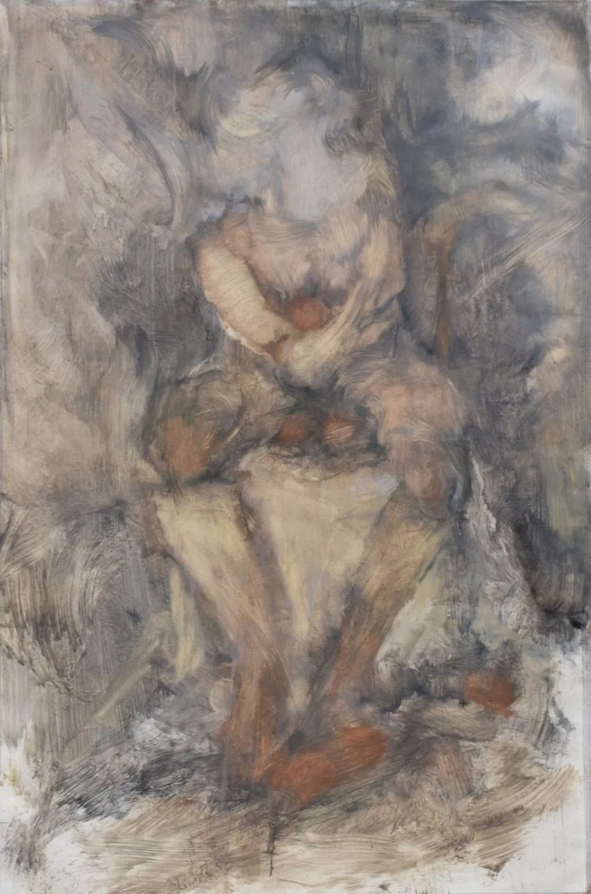 Hráč II na papíře, 2018, 83×123 cm, akryl
