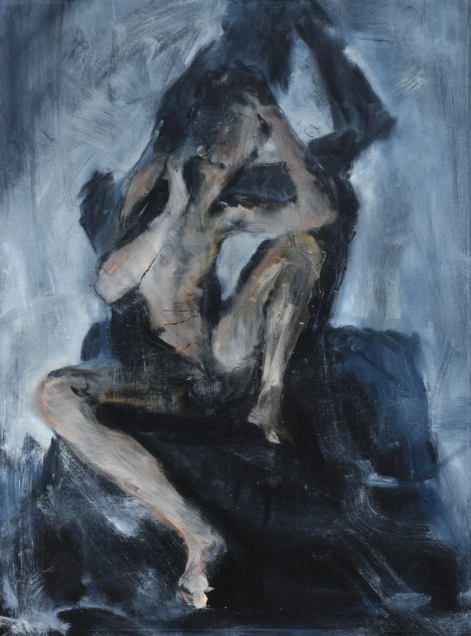 Kuřák, 2019, 75×96 cm, olej na papíře
