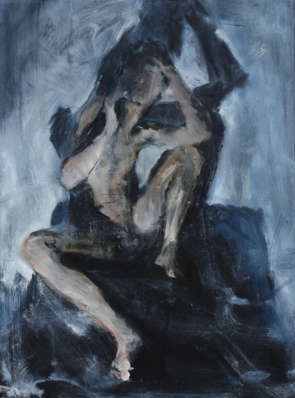 Kuřák, 2019, 75×96 cm, olej na papíře