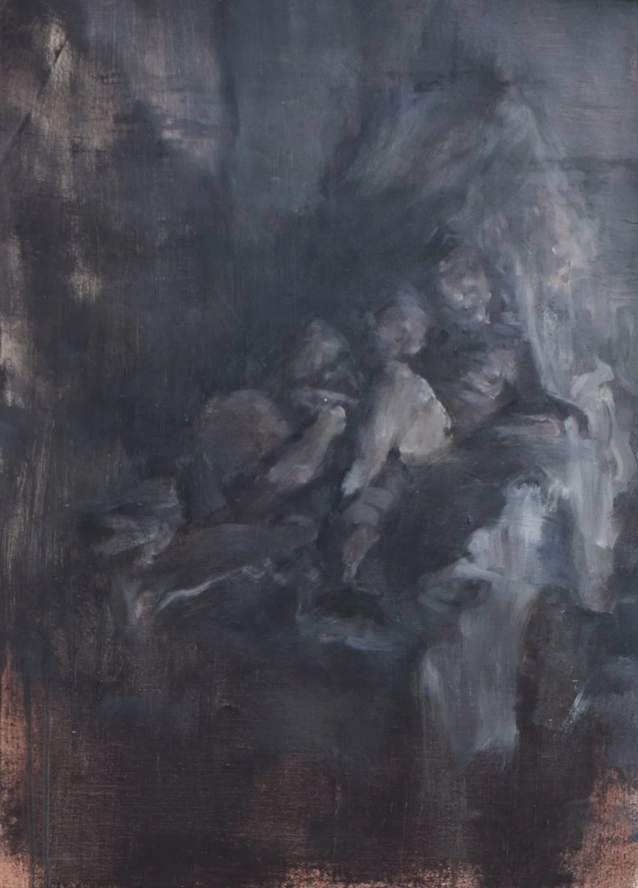 Milenci, 2016, 50×71 cm, olej na papíře