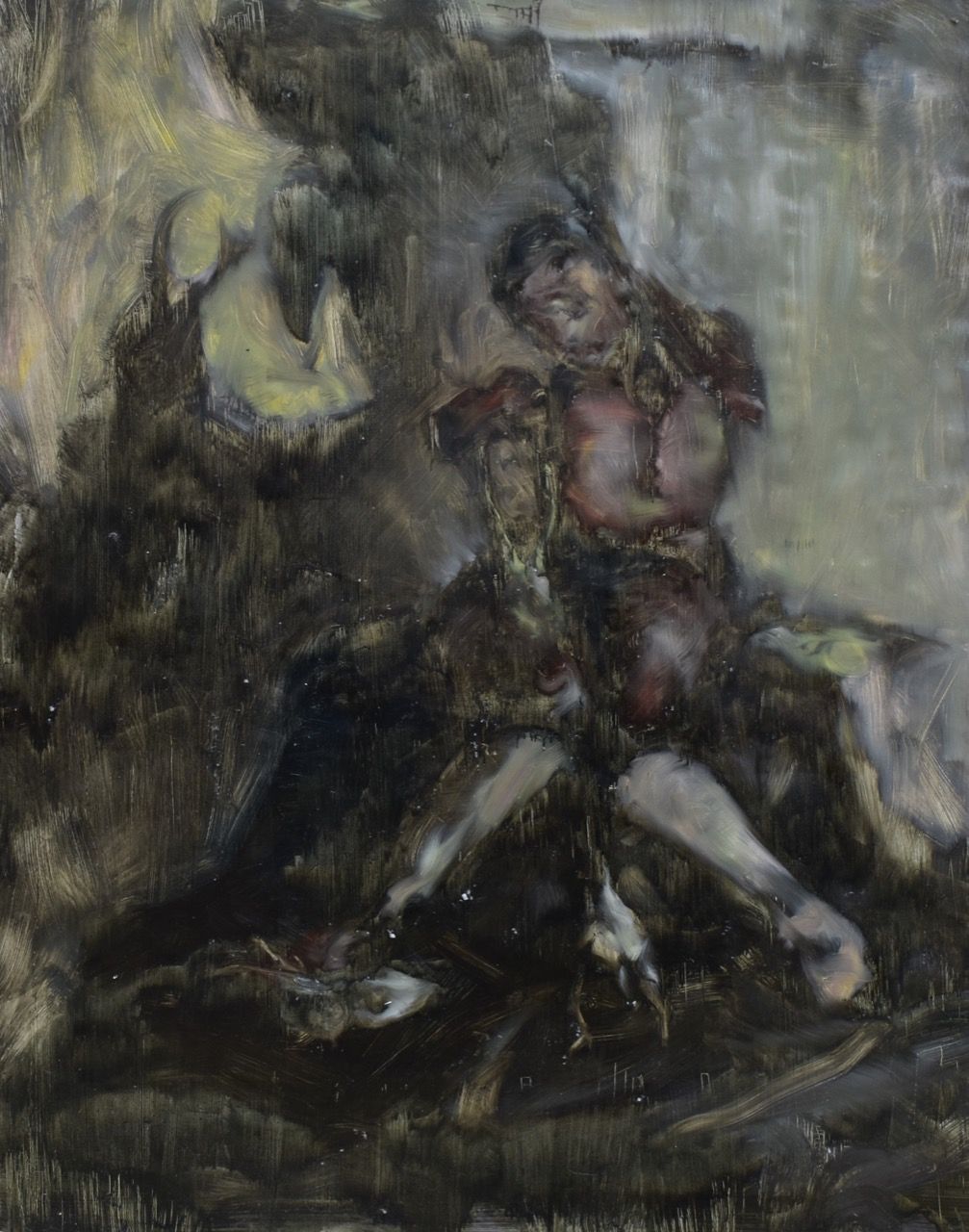 Necudná, 2020, 121×153 cm, olej na papíře