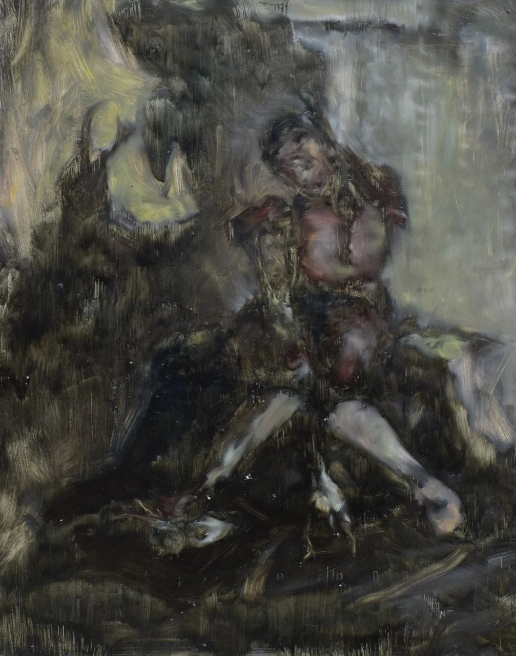 Necudná, 2020, 121×153 cm, olej na papíře