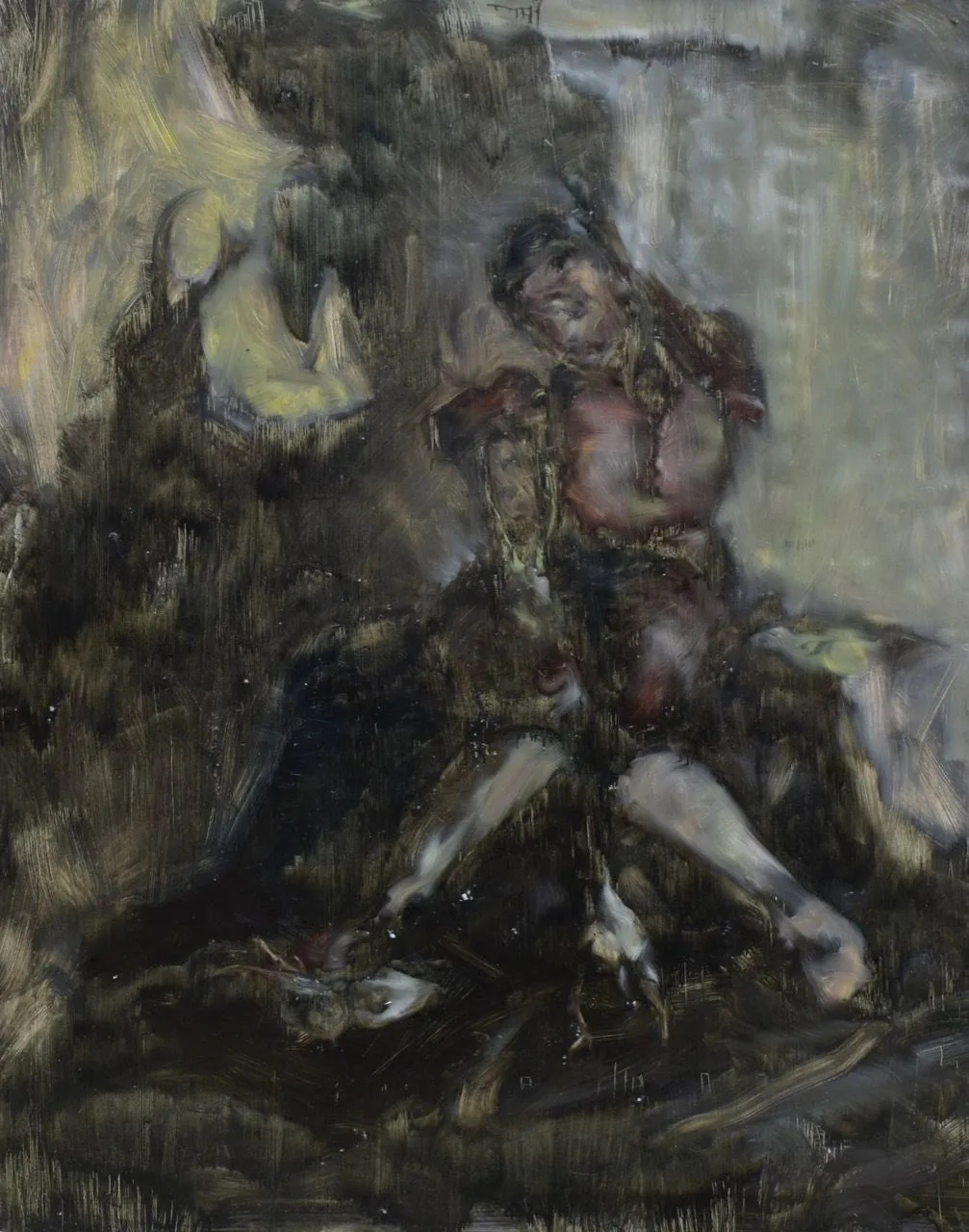 Necudná, 2020, 121×153 cm, olej na papíře