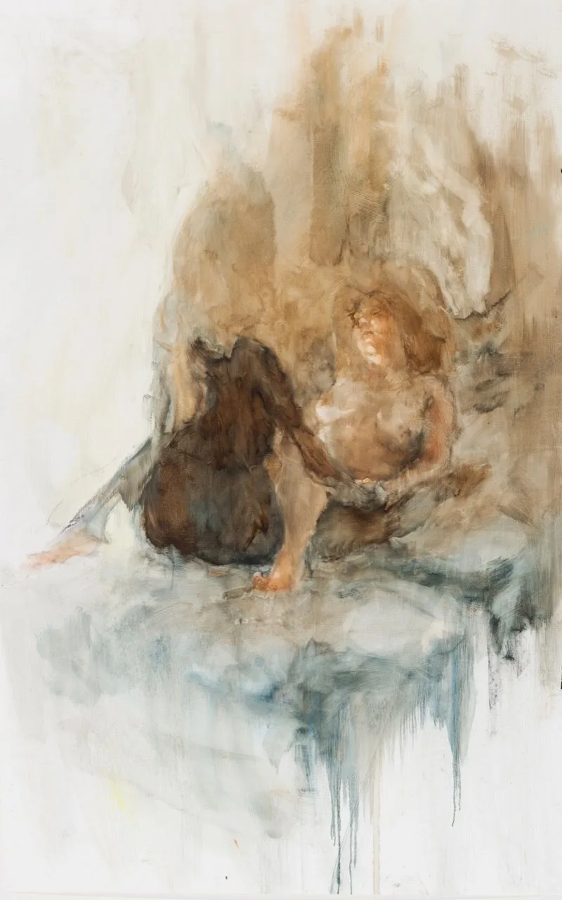 Objetí II, 2016, 120×160 cm, olej na papíře