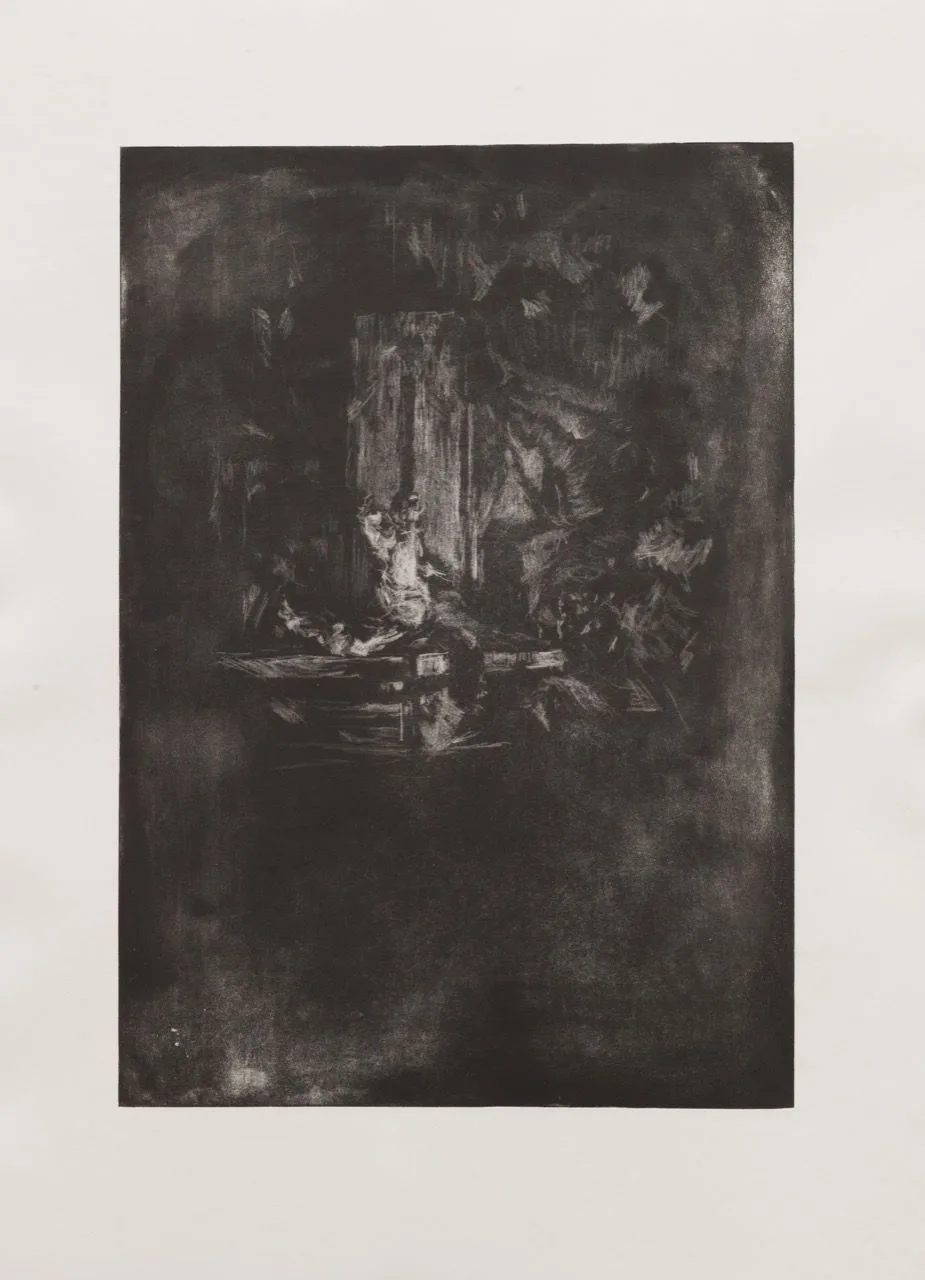 Panující, 2016, 56×85 cm, škrábaná akvatinta