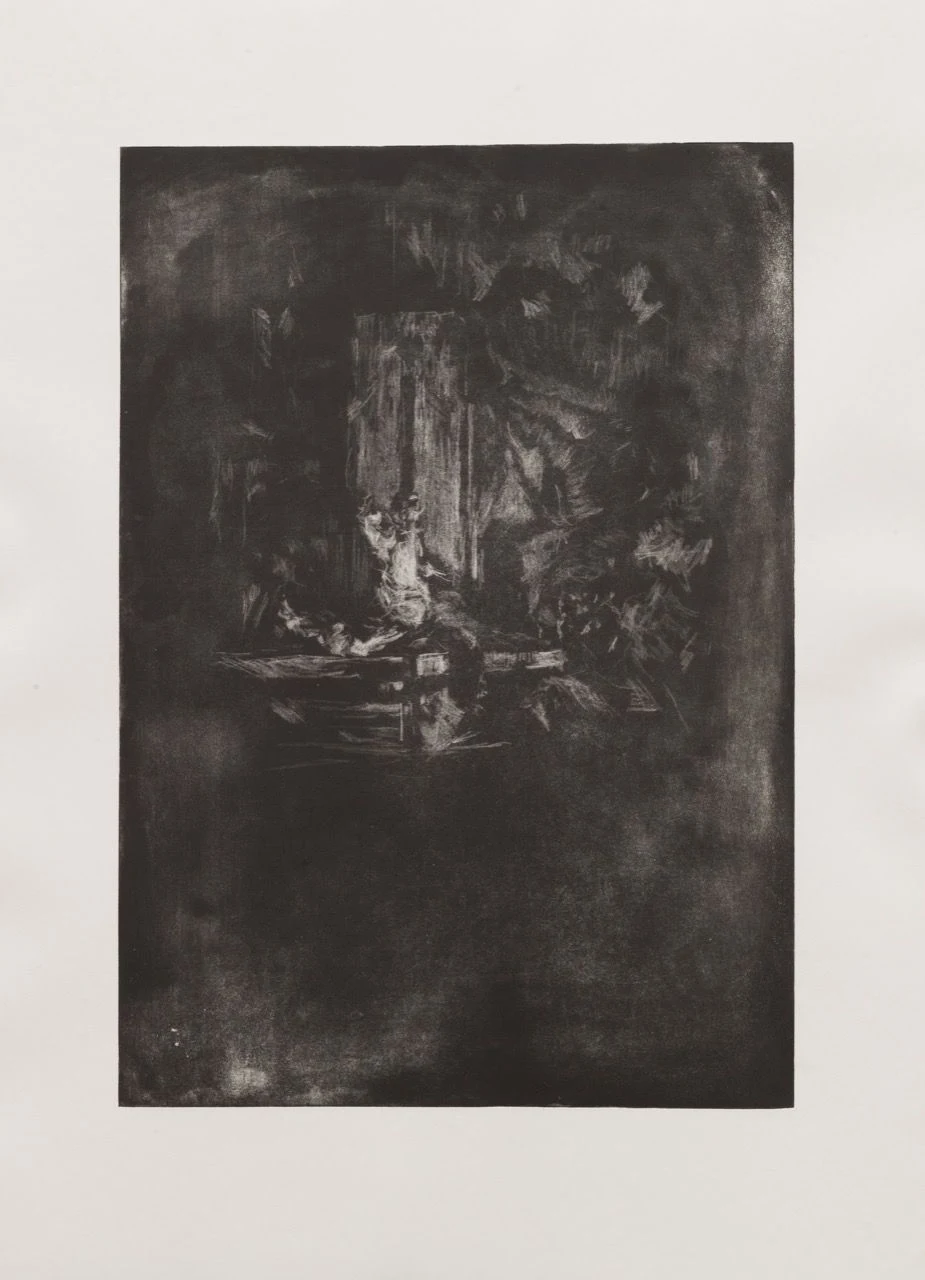 Panující, 2016, 56×85 cm, škrábaná akvatinta