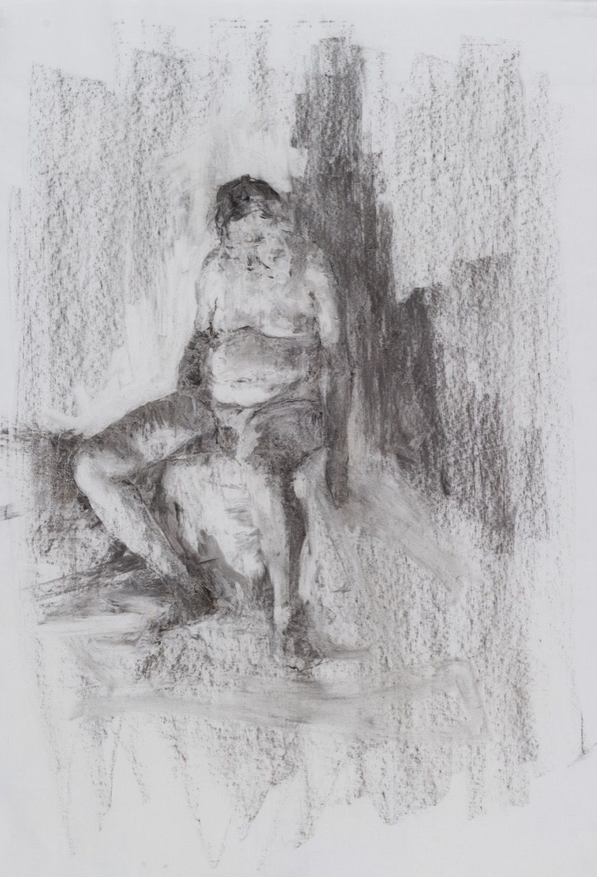 Stáří, 2016, 69×97 cm, uhel na papíře