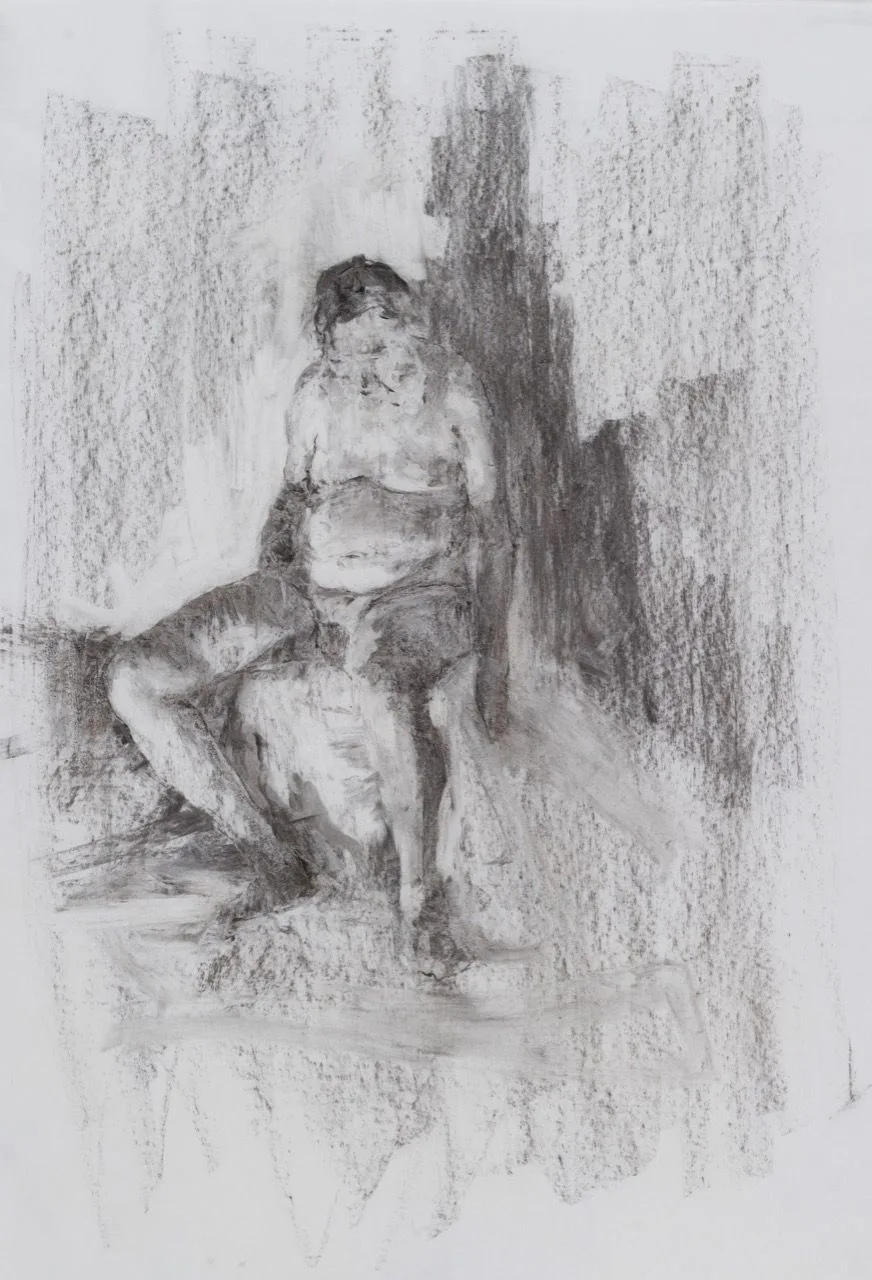 Stáří, 2016, 69×97 cm, uhel na papíře