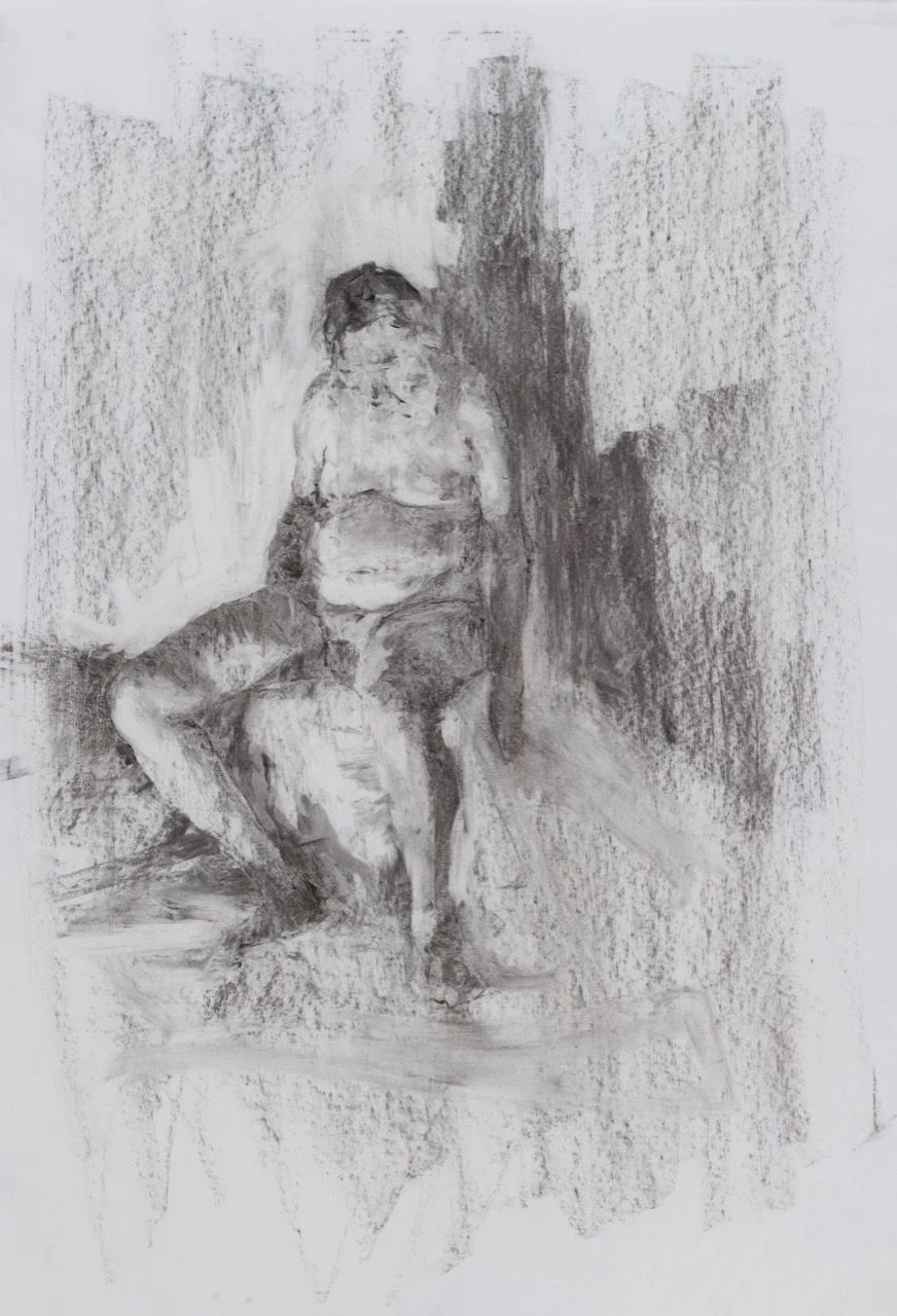 Stáří, 2016, 69×97 cm, uhel na papíře