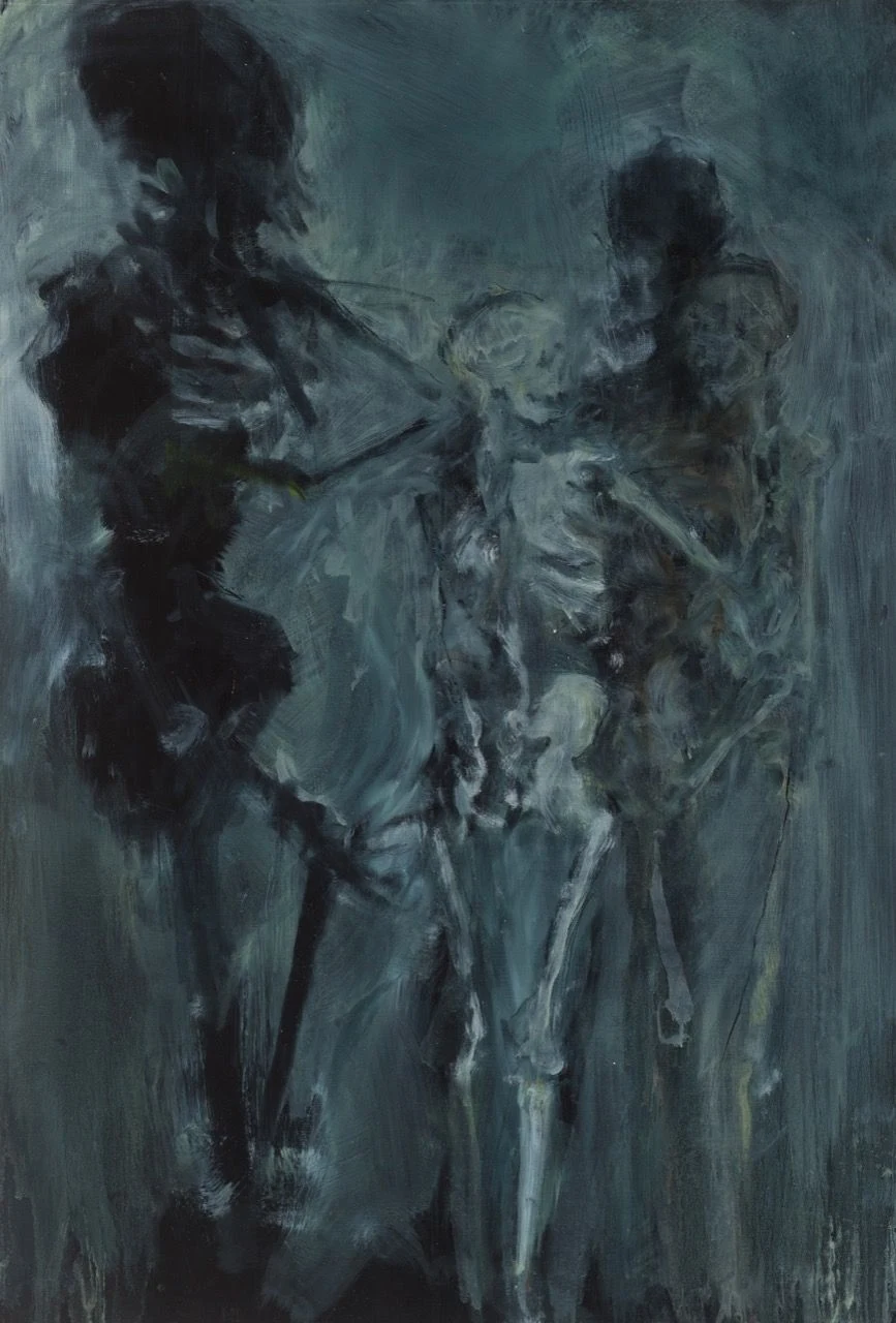 Tanec kostí, 2017, 70×100 cm, olej na papíře