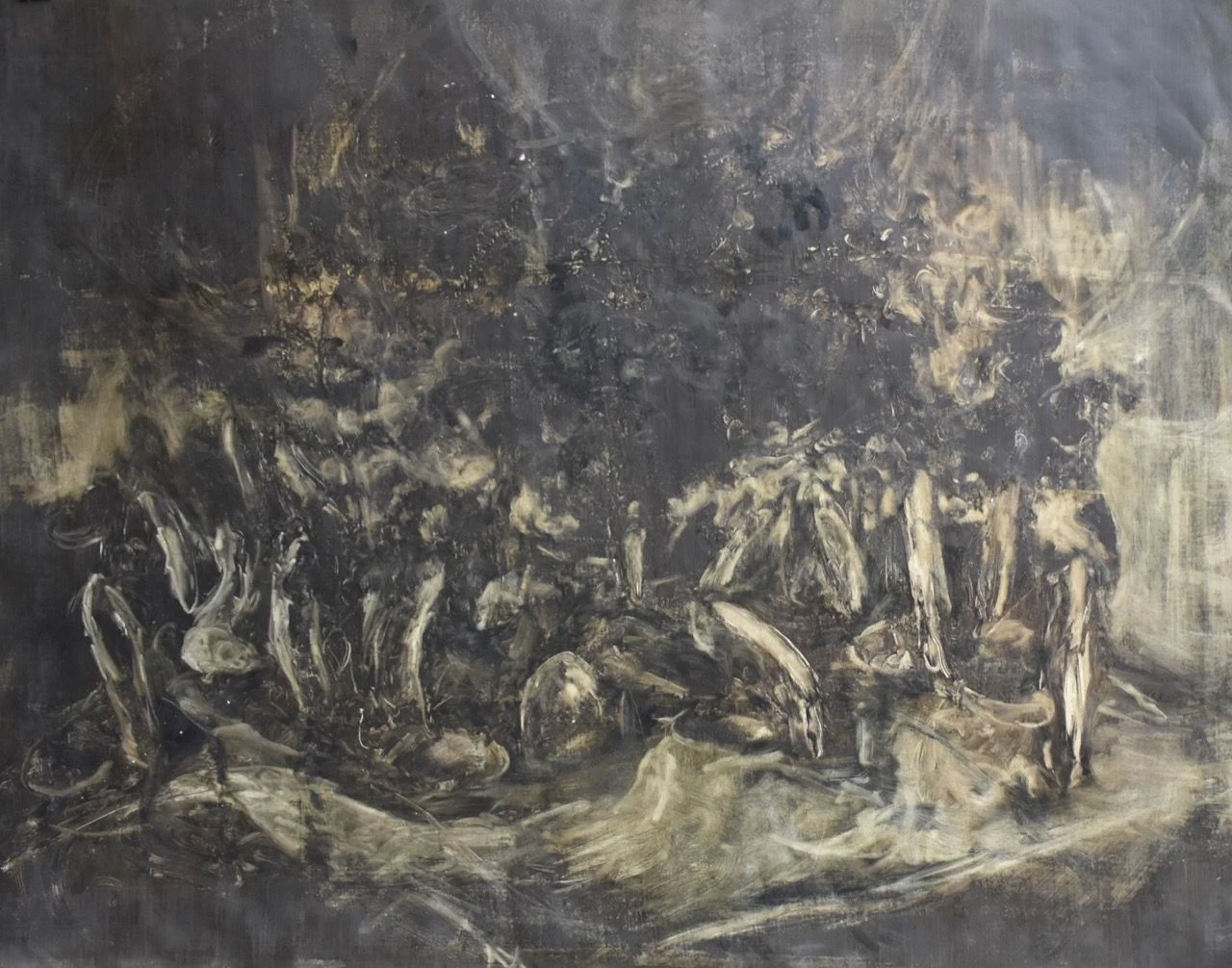 Temné údolí, 2018, 150×120 cm, olej na papíře