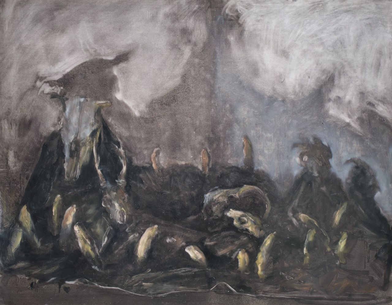 Údolí stínů, 2019, 150×120 cm, olej na papíře