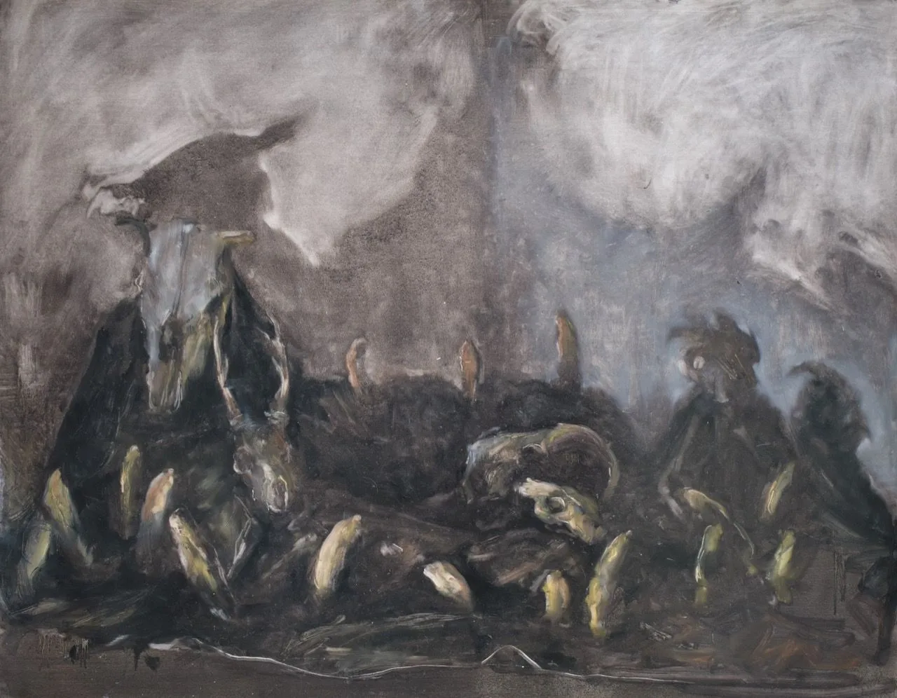 Údolí stínů, 2019, 150×120 cm, olej na papíře