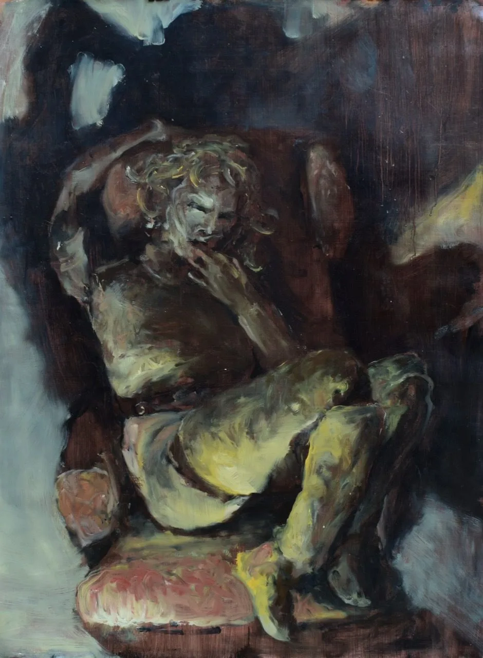 Ušák, 2020, 100×130 cm, olej na papíře