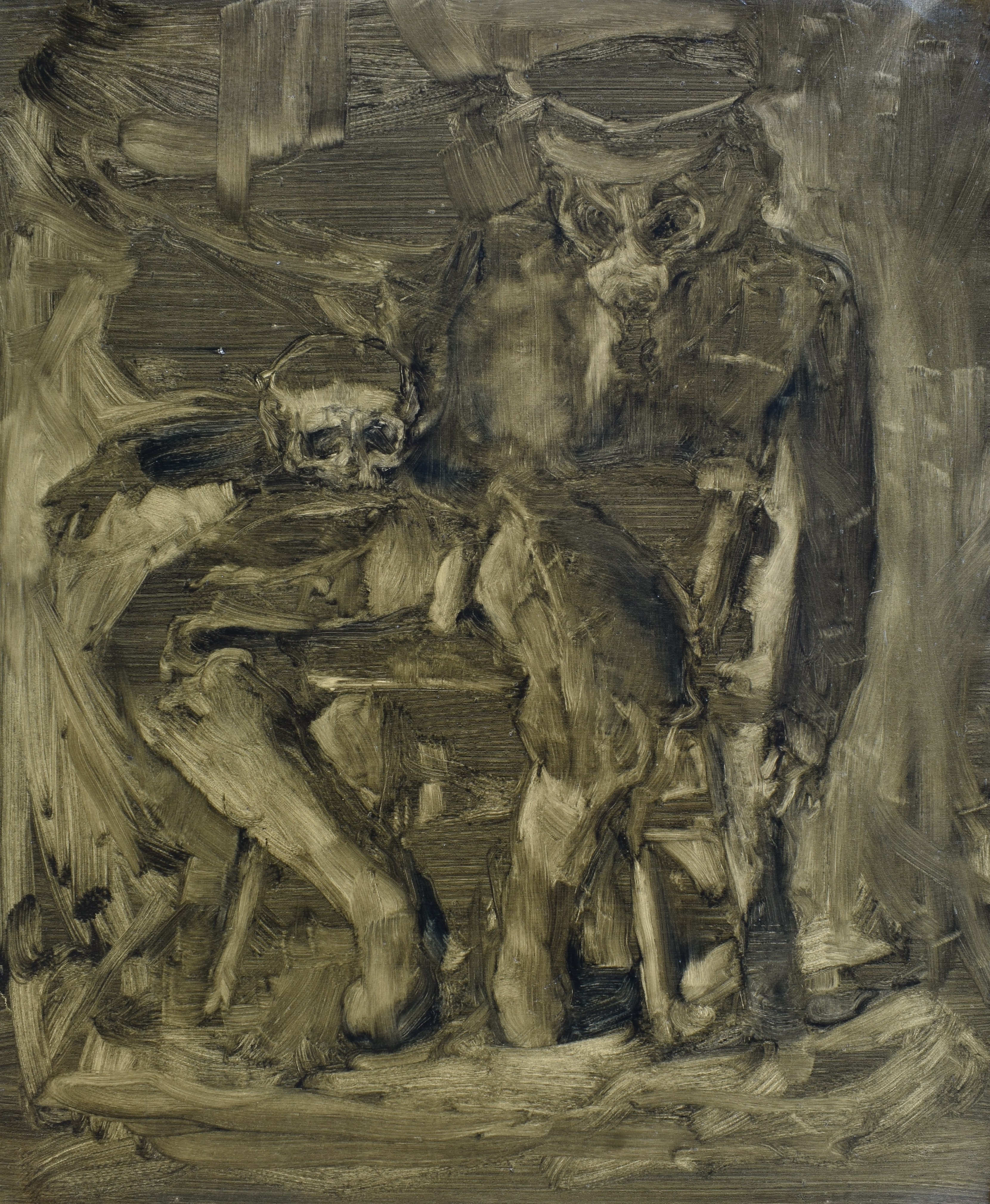 Voják s lebkou, 2023, 151×120 cm