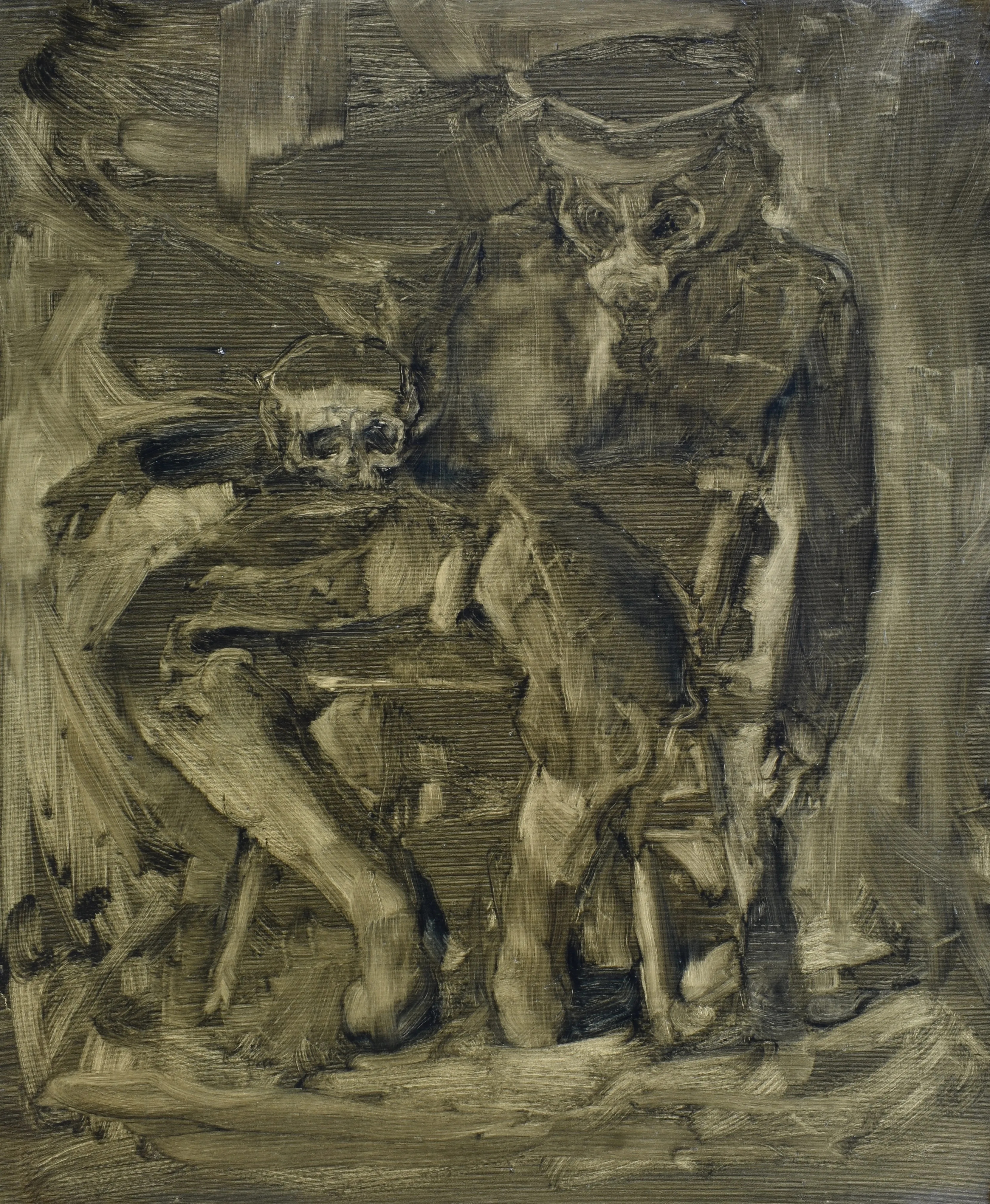 Voják s lebkou, 2023, 151×120 cm