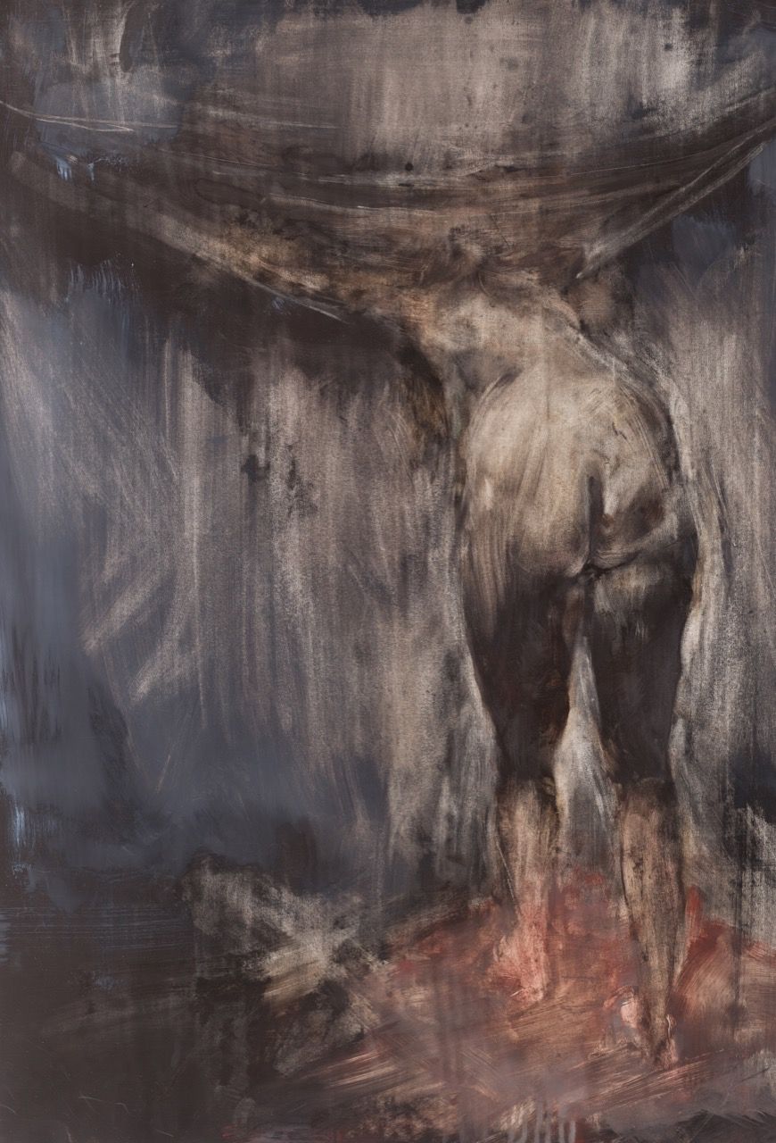 Zadnice, 2016, 69×97 cm, olej na papíře